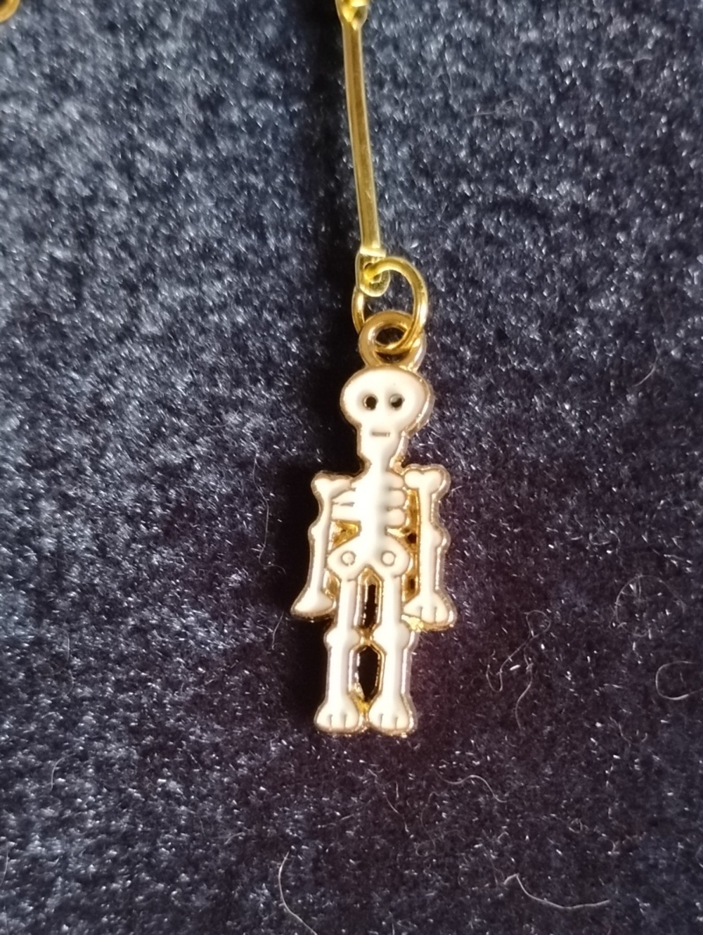 Hand Crafted Gold Skeleton Drop Earrings With Lever Backs - Picture 4 of 5